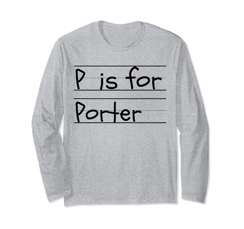 Personalizado p is for porter name student kindergarten manga larga