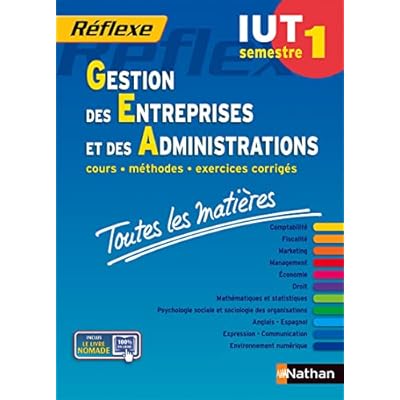 Toutes les mati&egrave;res IUT Gestion des entreprises et des administrations - Semestre 1 R&eacute;flexe IUT