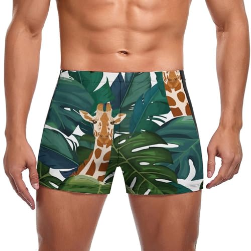 Short de bain pour la plage et la piscine au motif tropical Girafe du Palmier.