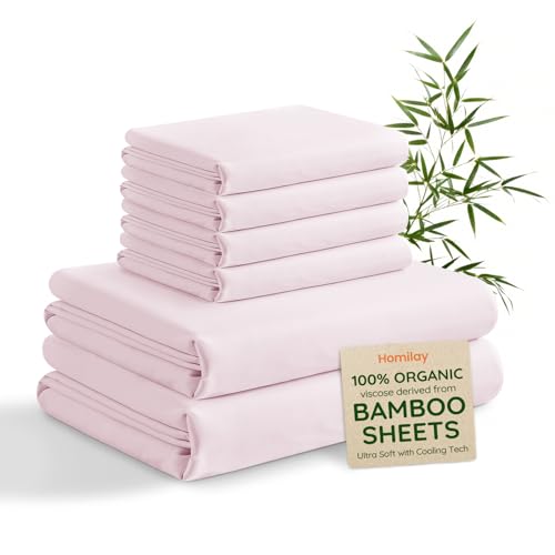 Queen 6pc Peach Pink Bamboo Sheet Set