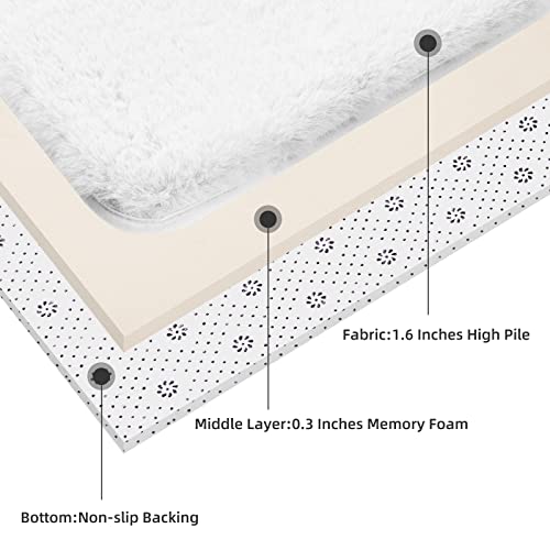 Ciicool White Fur Rug Fluffy Rug, Thick Faux Rabbit Fur Rugs For Bedroom, Non-Shedding Fuzzy Shag Rug Runner, Washable Furry Area Rugs Floor Carpets For Bedside Living Room, 2X6 Feet #TOP5