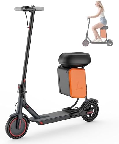 Qlaway Electric Scooter with Seat - 8.5" Solid Tire, Powerful 350W Motor, Top Speed 19 MPH, Max 16 Miles Ranges, Load 264LBS, Aluminum Alloy Frame Foldable Commuting Escooter for Adults & Teens