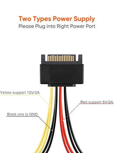 Cablecreation Sata Power Cable, [2-Pack] 6-Inch Sata 15 Pin Male To 2Xsata 15 Pin Down Angle Female Power Splitter Cable #TOP2