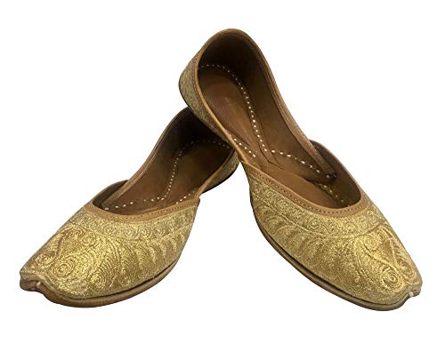 Gold Bridal Flats Wedding Shoes Indian Punjabi Jutti Mojari Designer Shoes2