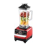 WANGJIA Multifunktionaler Mixer für Smoothie-Milchshake-Entsafter Eiszerkleinerer Elektrische Getreidemühle 4500W 15 Rotationsgeschwindigkeiten, Roter EU-Stecker