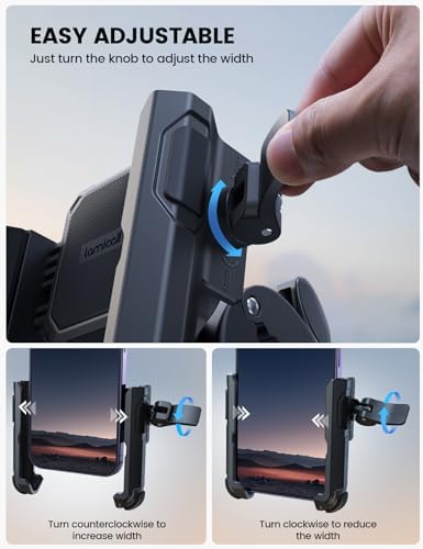 Lamicall Motorcycle Phone Mount Holder - [Camera Friendly] [1s Lock] Bike Phone Holder Handlebar Clamp, Bicycle Scooter Phone Clip, for iPhone 14 15 16 17 Pro Max Plus, 2.4~3.54" Wide Phone, Golf Cart - 2