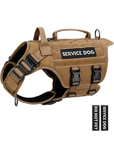 Petnanny Petnanny Tactical Dog Harness Service Vest for Medium Dogs M Khaki Khaki Standard M (Chest: 23–34", Neck: 17-24")