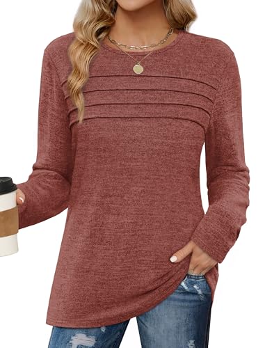 WIHOLL Long Sleeve Shirts for Women Tunic Tops Fall Sweaters Fashion 2025 Winter Clothing Sweater