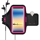 SOSONS Galaxy Note 9/Note 8/S8 Plus Armband, Water Resistant Sports Gym Armband Case for Samsung Galaxy Note 9/Note 8/S8 Plus,with Card Pockets and Key Slot,Fits Smartphones with Slim Case-Pink