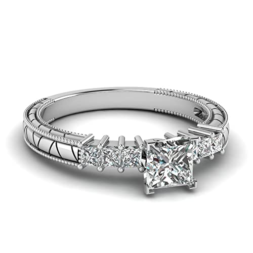 Bague de style vintage en diamant argent sterling princesse bague de fiançailles taille 47-70