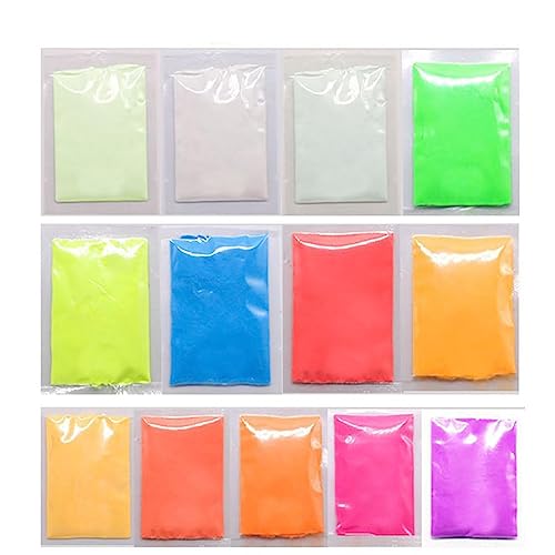 14PCS Glow Pigment Powder Mica Powder Pearlescent Color Flake Epoxy Resin Luminous Powder for Slime Kit Skin Nail Safe Long Lasting Self Glowing Dye for DIY Nail Art Rocks and Theme Party Original Set