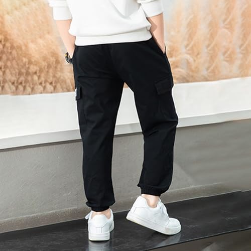 Softshell Trousers Kids Boys Winter Thermal Cargo Trousers Loose Fit Casual Trousers for Kids with Thick Fleece Fashion Slim Fit Ideal for Autumn Outdoor Games, black, 4-5 Years - Image 4