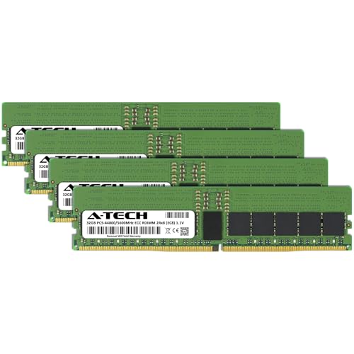 Image of A-Tech 128GB Kit (4x32GB) DDR5 5600MHz PC5-44800 ECC RDIMM 2Rx8 (EC8 10x4) Dual Rank 1.1V ECC Registered DIMM 288-Pin Server RAM Memory Upgrade Modules (A-Tech Enterprise Series)