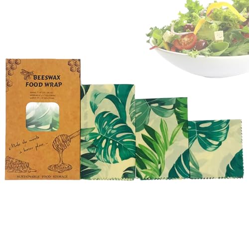 Carta Avvolgente Per Alimenti - Pellicola in Cera d'Riutilizzabile - 3 Pezzi Copripiatti Per Carne BBQ Picnic Campeggio Trasporto Casa Escursioni