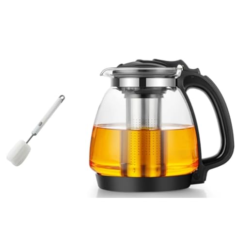 Teekanne Glas 2 Liter Mit Siebeinsatz, Edelstahl Filter Sieb, Bürste - Für Schwarztee, Grüntee und Kräutertee