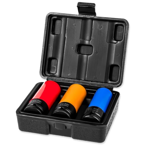 WALTER Schoneinsätze für Alufelgen | Schlagschrauber Nüsse 17mm 19mm 21mm Nuss Set Steckschlüsselsätze | 1/2 Zoll Steckschlüssel-Einsatz für Drehmoment- und Schlagschrauber