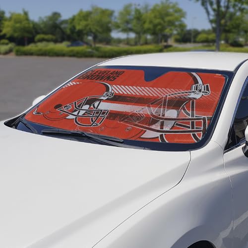 Image of Fanmats NFL Windshield Sun Auto Shade, Sun Shield Sun Visor Accordion tri-fold for Storage 59 inch x 29.5 inch, Colorful Team Design