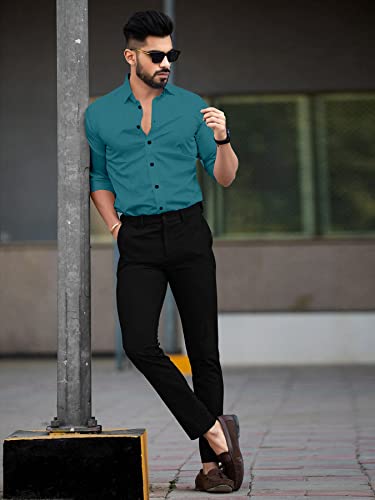 Image of Men's Cotton Solid Full Sleeves Regular Fit Formal Shirt
