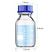 Patelai 4 Pieces Glass Round Media Storage Glass Bottles Borosilicate Media Bottles with GL45 Blue Screw Cap for Lab Water Reagent Liquids(250 ml)