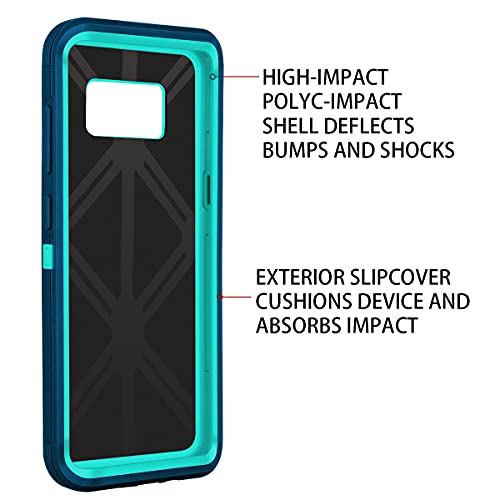 I-Honva For Galaxy S8 Case Shockproof Dust/Drop Proof 3-Layer Full Body Protection [Without Screen Protector] Rugged Heavy Duty Durable Cover Case For Samsung Galaxy S8(Sm-G950U), Turquoise #TOP2