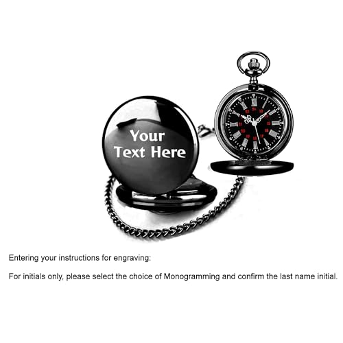 Image of Tiong Smooth Pocket Watch,Personalized Pocket Watch,Customized Watches for Men,Engraved Pocket Watches for Father's Day with Chain