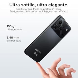 DOOGEE Note 56 Smartphone Android 16, 6150 mAh, 8.45 mm Ultrasottile, 6.56" HD + 90 Hz IPS, 24 GB + 64 GB/2 TB TF, 4G Telefono Cellular offerta Smartphone, Dual SIM/Octa Core/OTG/Face ID/GPS, Nero