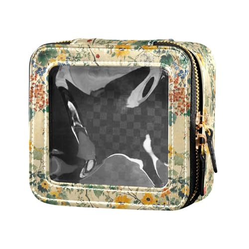 Borsa da viaggio con fiori rossi gialli e carini borse da trasparenti per articoli da toeletta custodia organizer per cosmetici da Fiori 1 size