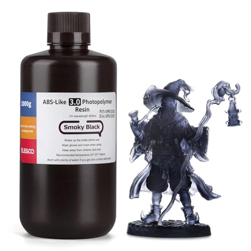 ELEGOO ABSライク3Dプリンター用レジン3.0 スモーキーブラック LCD/DLP 3Dプリント用405nm UV硬化型フォトポリマー樹脂 LCD 強化された強度と靭性 高精度 低粘度 1000g（Amazon）