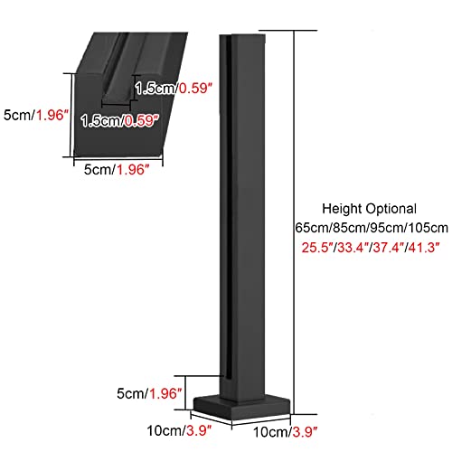 Geländerpfosten Treppenplattform Glasgeländerpfosten, Balustradenende/Mitte/Eckmetallsäule für Glaszaun im Innen- und Außenbereich, Schwarz (Farbe: Eckpfosten, Größe: 105 cm/41,3 Zoll) (Endp – Bild 3
