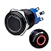 Ulincos Momentary Push Button Switch U19C3 1NO1NC Black Metal Shell with 12V Red LED Ring Suitable for 19mm 3/4" Mounting Hole (Red)