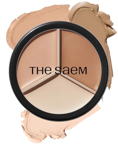 THESAEM Cover Perfection Triple Pot Concealer - Correcteur 3 couleurs avec couvrance totale - Teinte Beige Naturel pour couvrir les imperfections, taches, illuminateur & contouring, 02 Contour Beige