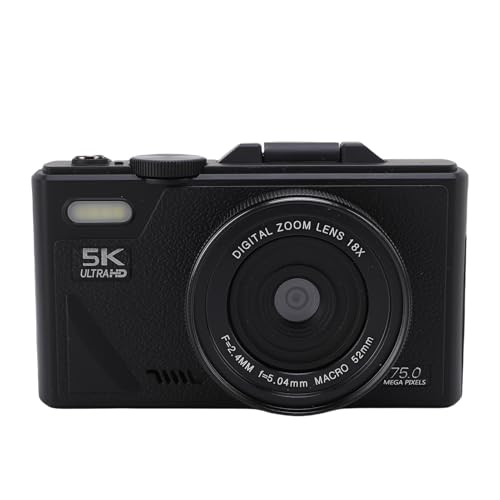 5K Digital Camera for Photography, 75MP 5K Ultra HD Video Camera with 18X Digital Zoom Cameras, AI Autofocus, WiFi, Lightweight for Travel, Camping, Hiking (128G)