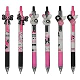 Maydahui 6 PCS Retractable Rabbit Pill Skull Bow Gel Pen Sweet Cool Melody Pens Fun Sticker Pen ST Nib Black Ink for School Students Party Office