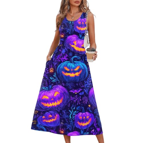 Vestido para mujer holgado de cuello redondo con mangas cortas estilo Halloween