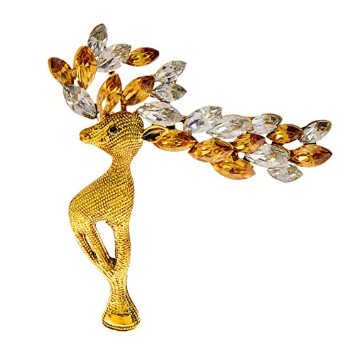 Broche de Noël renne étincelante en métal et strass de qualité