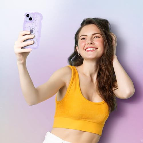 Coque iPhone 14 silicone transparent paillette violette coque de protection - 7