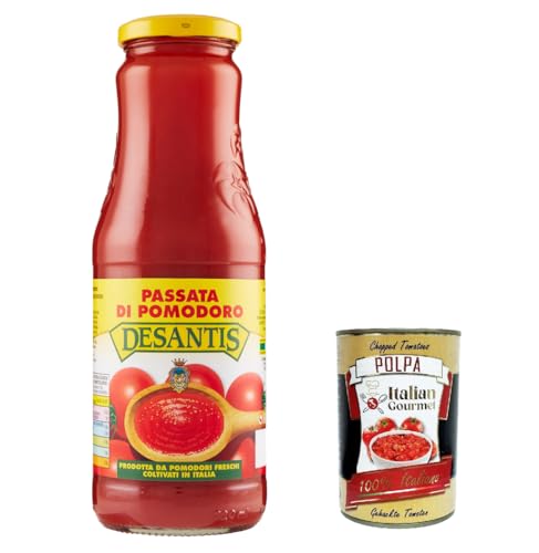 Desantis Passata di Pomodoro, pasta de tomate y salsa de tomate 100% italiana 680 g + Polpa italiana gourmet 400 g