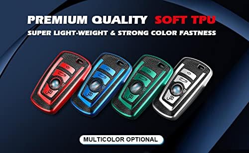 Miniatura 6 de Xotic Tech - Funda para llavero de piel granulada de poliuretano termoplástico rojo, compatible con BMW 1 2 3 4 5 6 7 Series X3 X4 M2 M3 M4 M5 M6