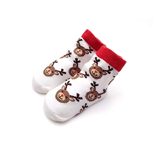 mxdmai 1 Paar Neugeborenes Baby Weihnachten Socken Baumwolle Kleinkind Elch Socken Warme Baby Socken (0-12 Monate) Cover