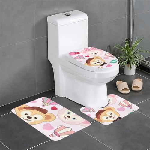ダッフィー シェリーメイ ステラルー アニメ トイレマット 3点セット フタカバー 浴室足ふきマット 吸水 速乾 滑り止め 抗菌 防臭 洗える ふわふわ おしゃれ 40x60cm