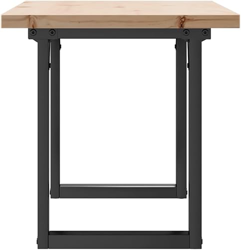 Miniatura 5 de Solid Wood Pine Coffee Table with O-Frame Steel Base 39.4x19.7x17.9 Inches Rustic Modern Design for Living Room and Small Spaces