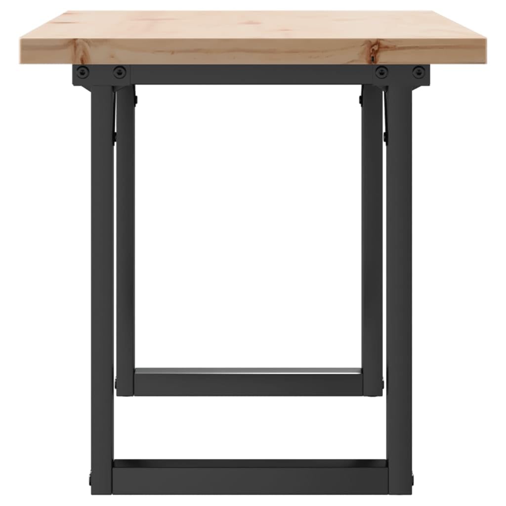 Tavolino da salotto in legno massello di pino con struttura a O in acciaio verniciato a polvere, 100 x 50 x 45,5 cm, robusto mobile da soggiorno in stile rustico industriale