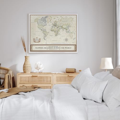 Image of DECORARTS - Colorful World Map Art Canvas Wall Art, Classic World Maps for Wall Decor, Hand-Stretched Giclee Print, Living Room Bedroom Office Home Decor, Ready to Hang, Handcrafted in USA, 20x16''