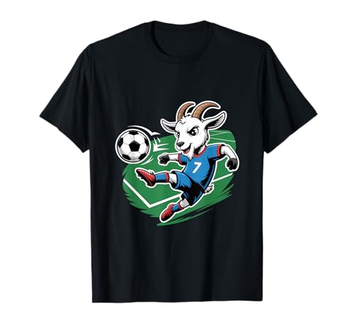 Football Goat Striker Number 7 Kicking Soccer Ball T-Shirt