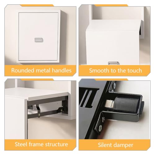 Taburete plegable de pared blanco, asiento abatible de madera para entrada 6