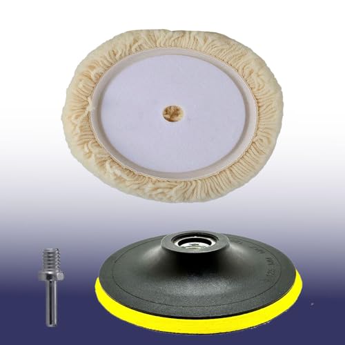 Image of MLD 5 Inch Sanding Polish Pad Hook&Loop Backing Sander Female Thread M14 with Twist Wool Pads HJKC-901 (5inch,M14 Plastic) Pack of -1