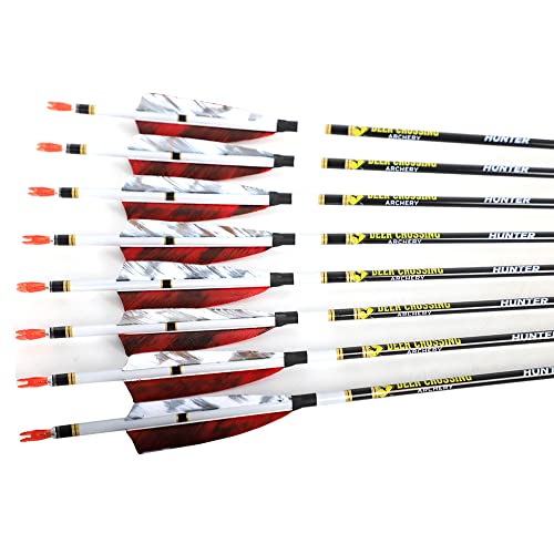 ACCMOS 12pcs Spine 340 400 500 600 700 800 Hunting Arrows ID 6.2 mm Carbon Arrow for Adult Youth Hunting or Target Practice ID 6.2 mm Bow Archery Huntting Shooting (27inch, RSpine 340) - Image 2
