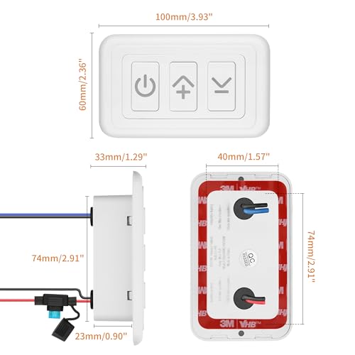 Image of RVZONE White 12‑24V PWM RV Dimmer Switch for LED Halogen Boat Camper Lights | 12‑24V High‑Side PWM Dimmer Switch, 3‑100% dimming with memory,15A, easy install for RV,van & boat lights