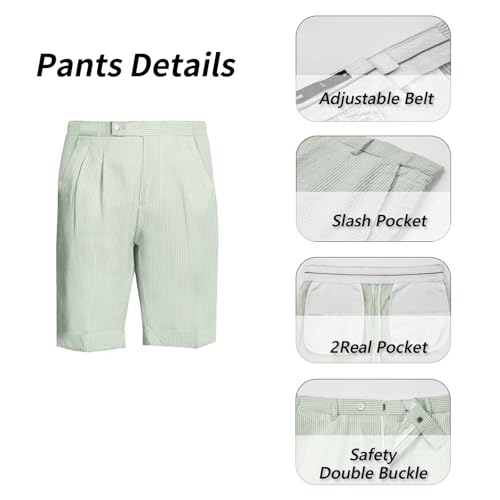 Seersucker Suit Mens Slim Jacket Shorts Set Casual 2 Piece Striped Suit Holiday Outfits for Summer Wedding Tuxedos3