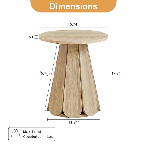 Image of Round End Table Nightstand Set of 2, Mid Century Modern Side Table, Circle Bedside Tables Wood Night Stands for Bedroom, Living Room, Small Space, Natural